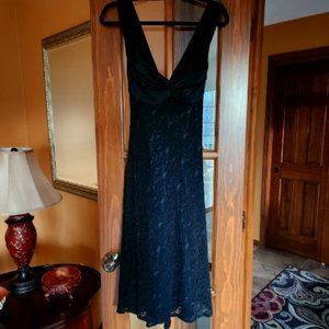 Satin and Lace Calvin Klein Black Evening Dress - Size 10 NWT